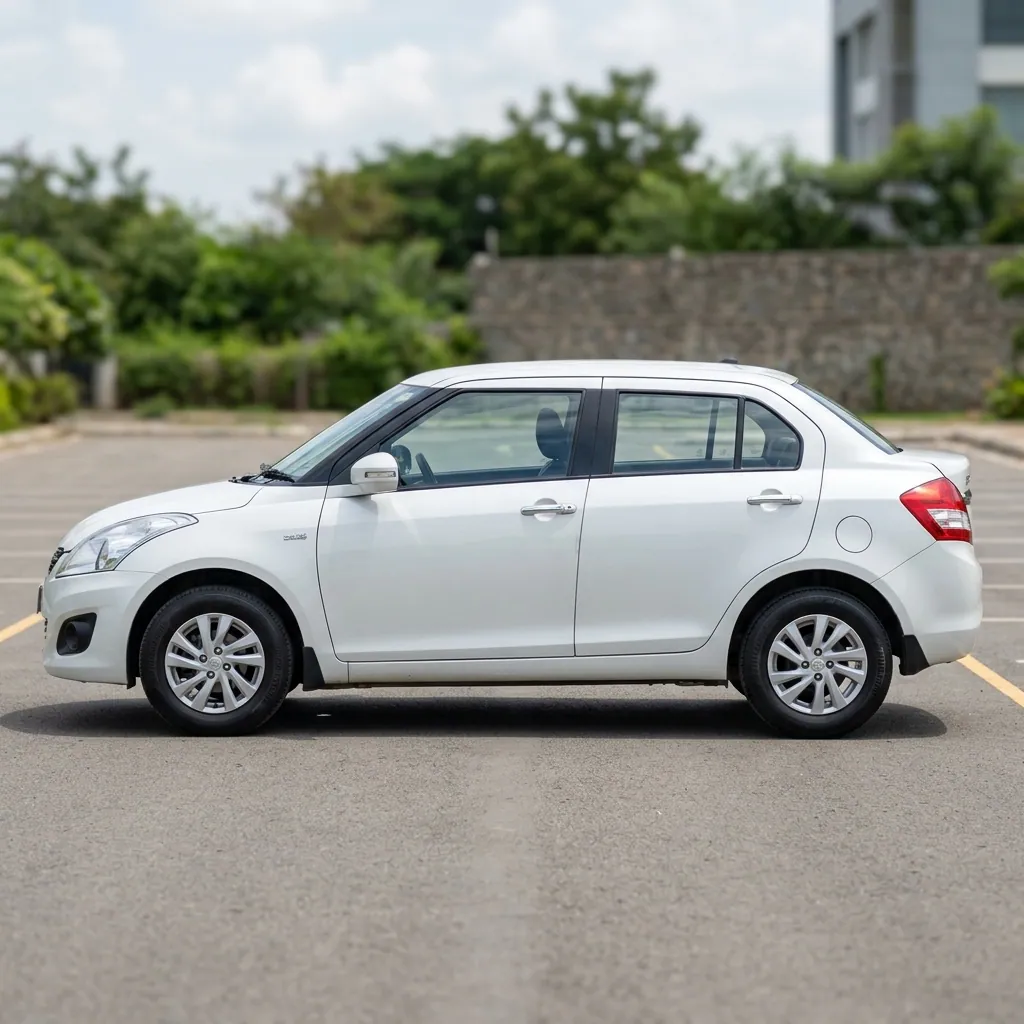 Swift Dzire Side Exterior view - available for hire in Madurai