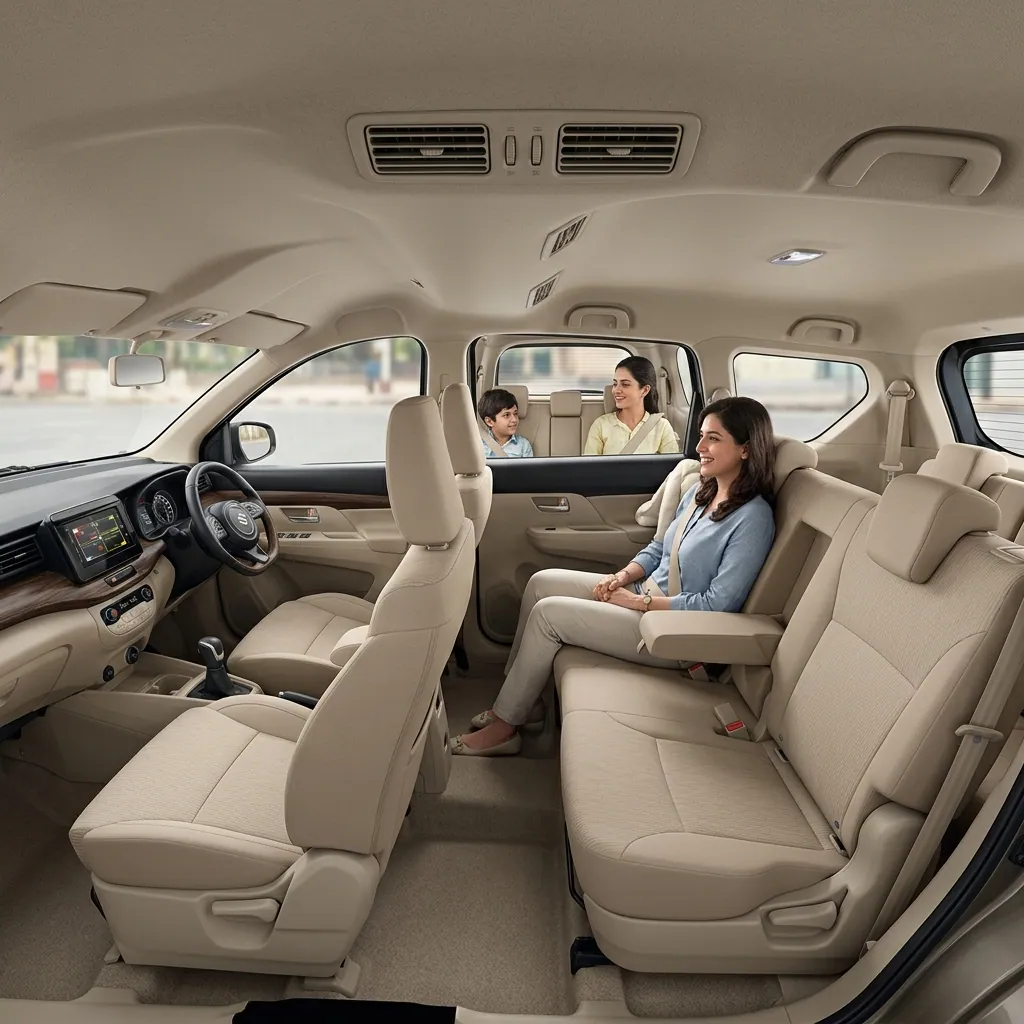 Maruti Suzuki Ertiga 3-Row Seating view - available for hire in Madurai