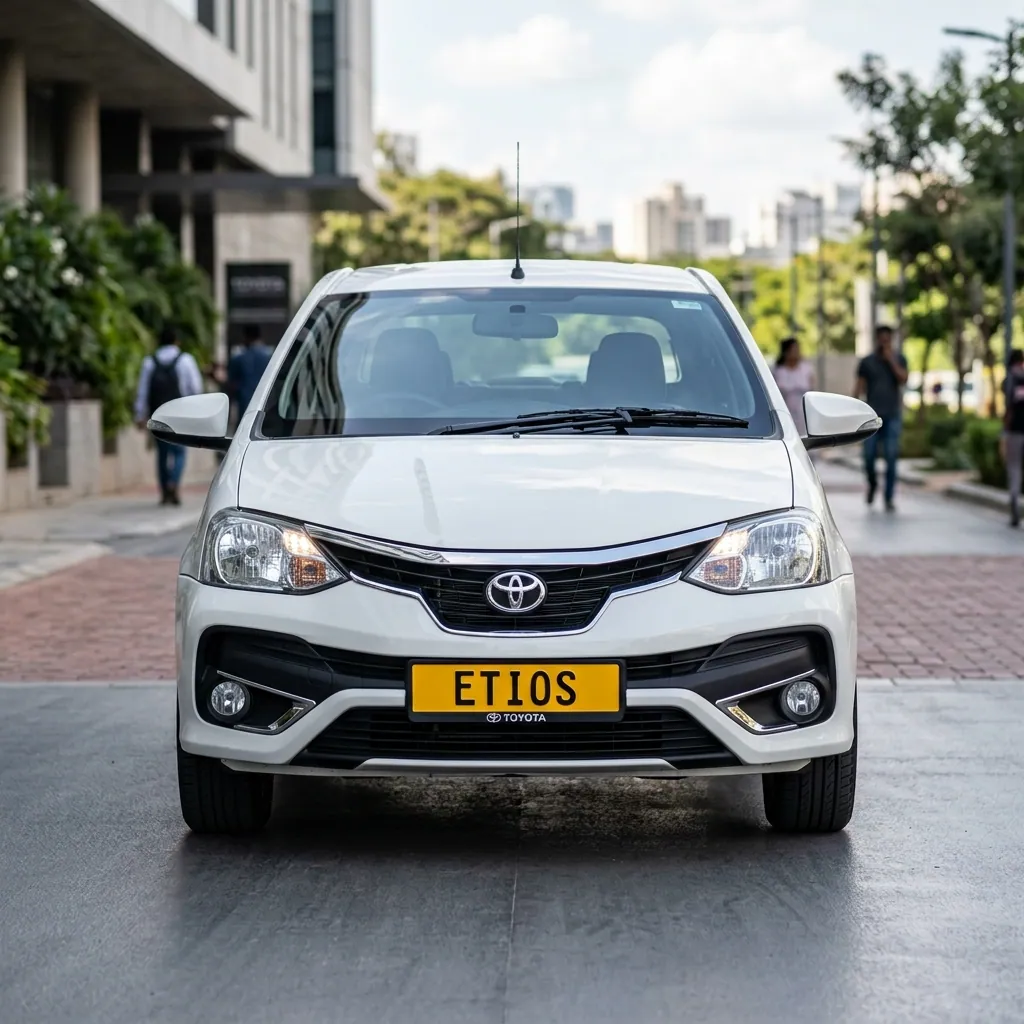 Toyota Etios Front Exterior view - available for hire in Madurai