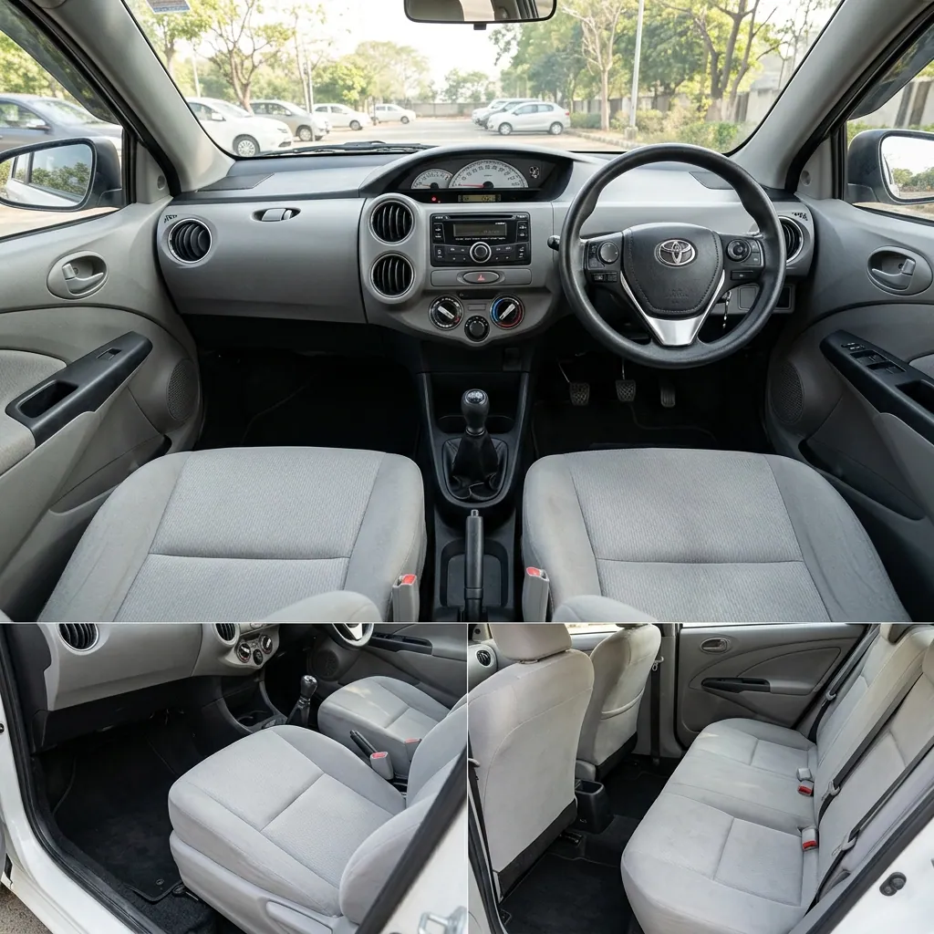 Toyota Etios Interior Cabin view - available for hire in Madurai