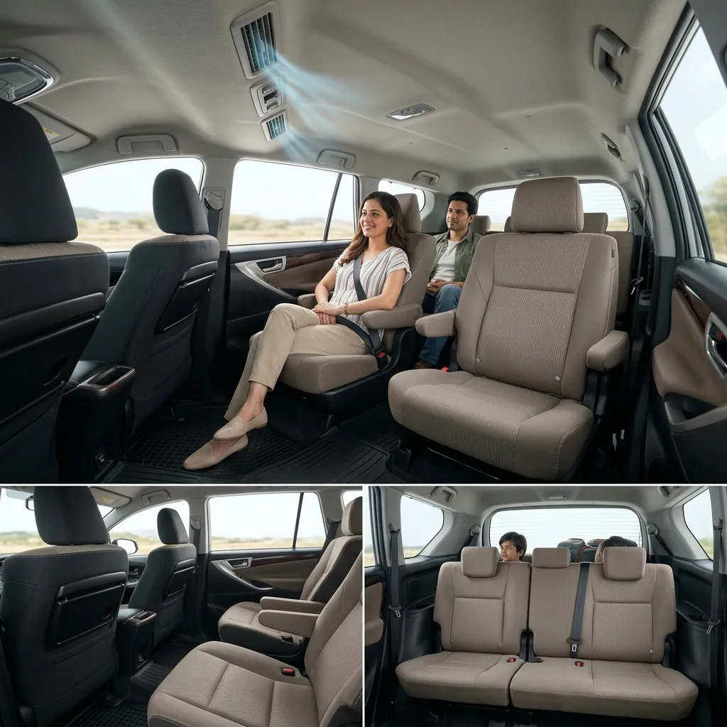 Toyota Innova Captain Seats Interior view - available for hire in Madurai