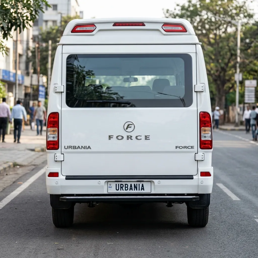 Force Urbania Rear High-Roof view - available for hire in Madurai
